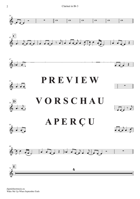 Product gallery: Page 16 of 21 Wake Me Up When September Ends , Green Day, (clarinet trio + piano)
