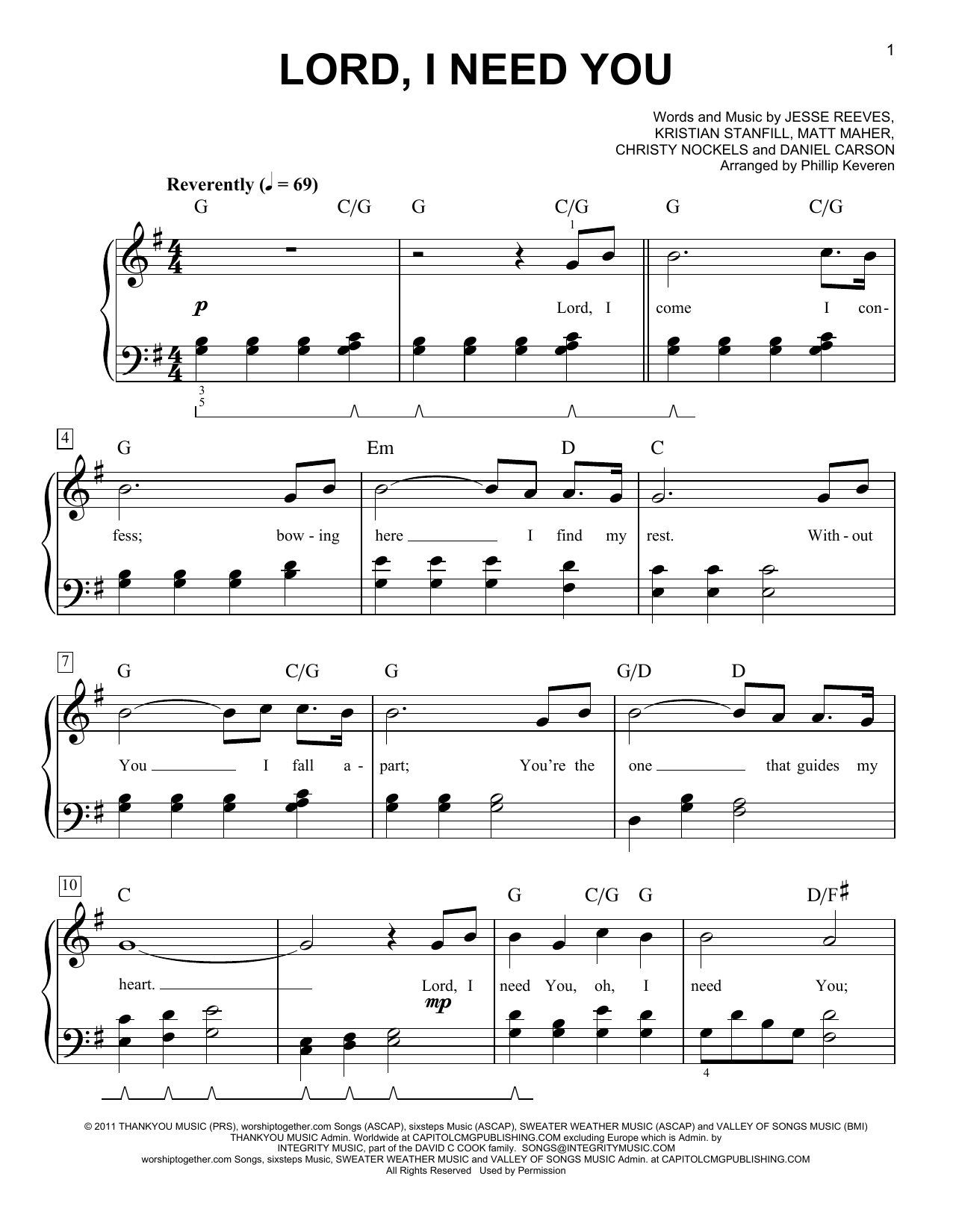 Produktgalerie: Seite 1 von 1 Lord, I Need You (arr. Phillip Keveren), Chris Tomlin, Klavier