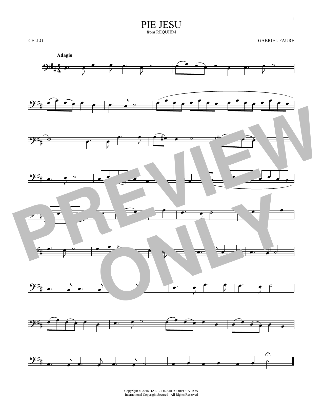 Produktgalerie: Seite 1 von 1 Pie Jesu, Gabriel Fauré, Violoncello