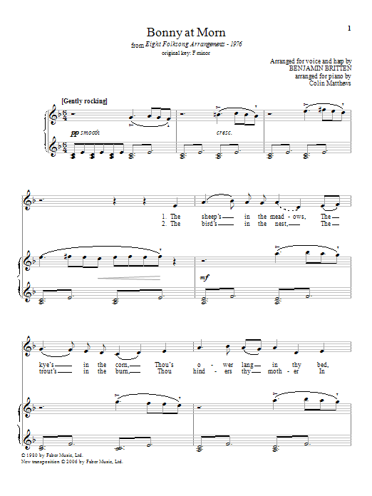 Product picture to: Bonny at morn (from Eight Folksong Arrangements - 1976)