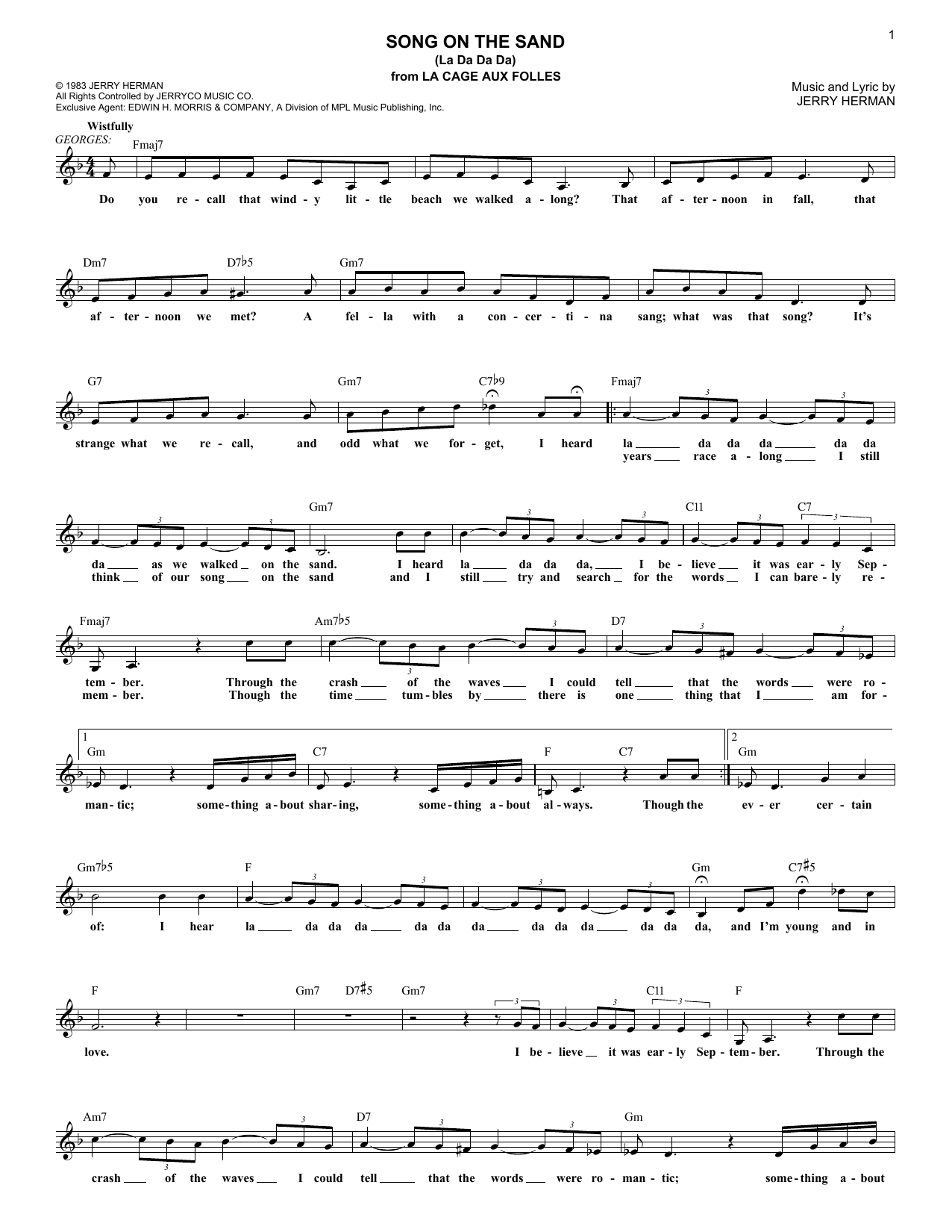 Product picture to:  Song On The Sand (La Da Da Da) - Jerry Herman