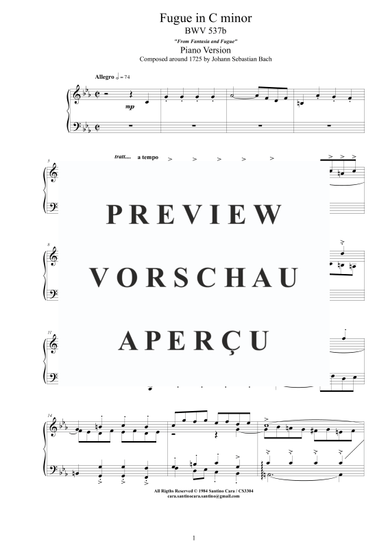 Produktgalerie: Seite 2 von 9 Fuge in C-Moll BWV 537b, , Klavier Solo