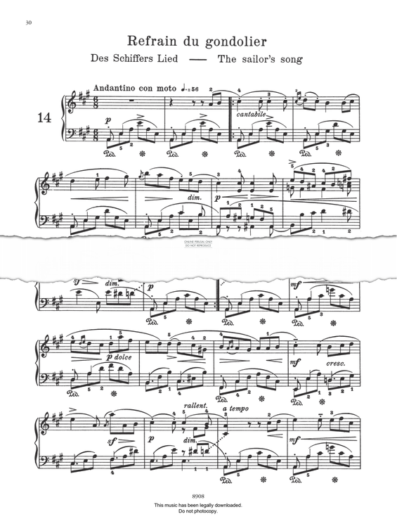 Produktbild zu: Refrain du gondolier (Op. 109 No. 14)