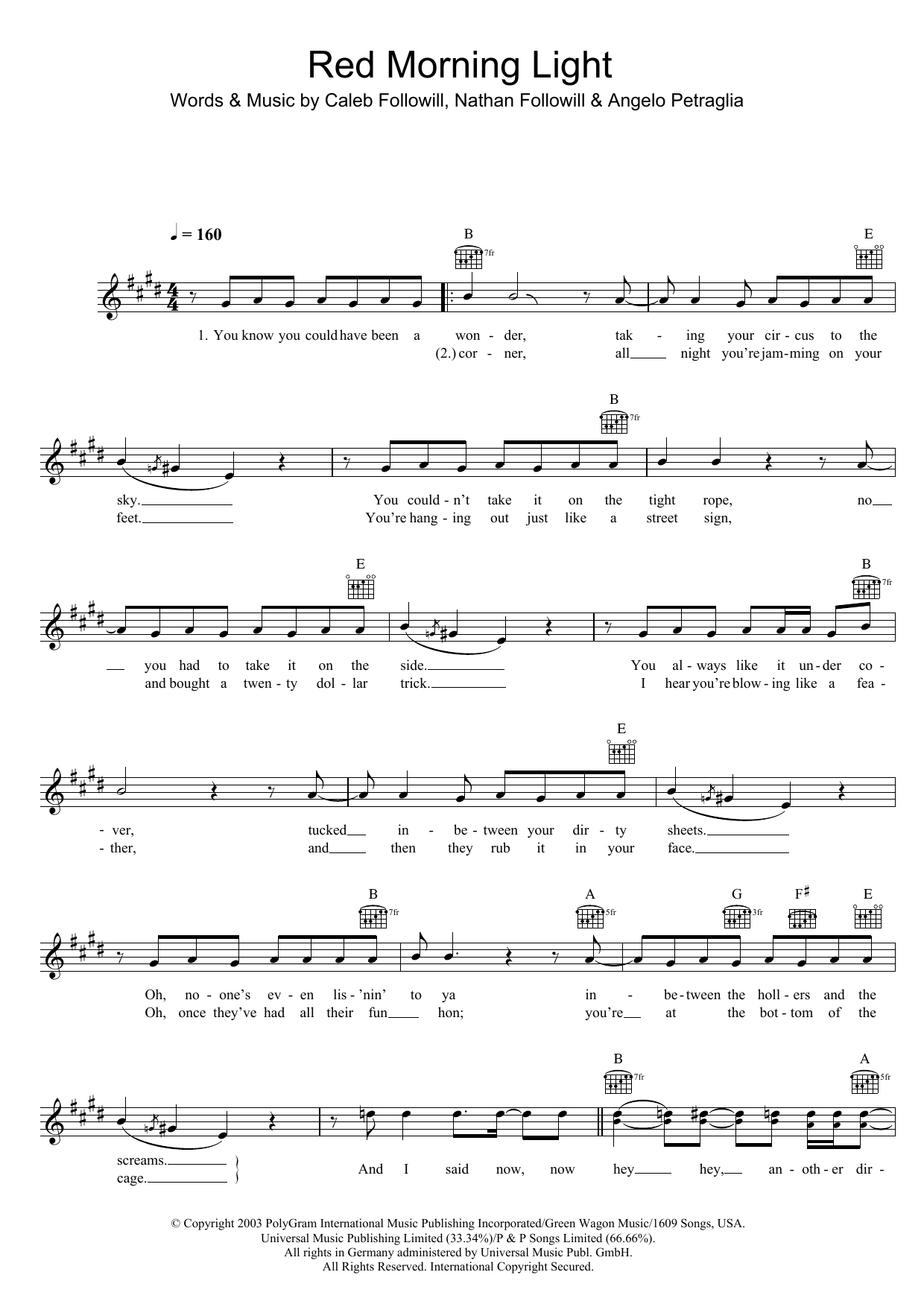 Produktgalerie: Seite 1 von 1 Red Morning Light, Kings Of Leon, Melodieinstrument