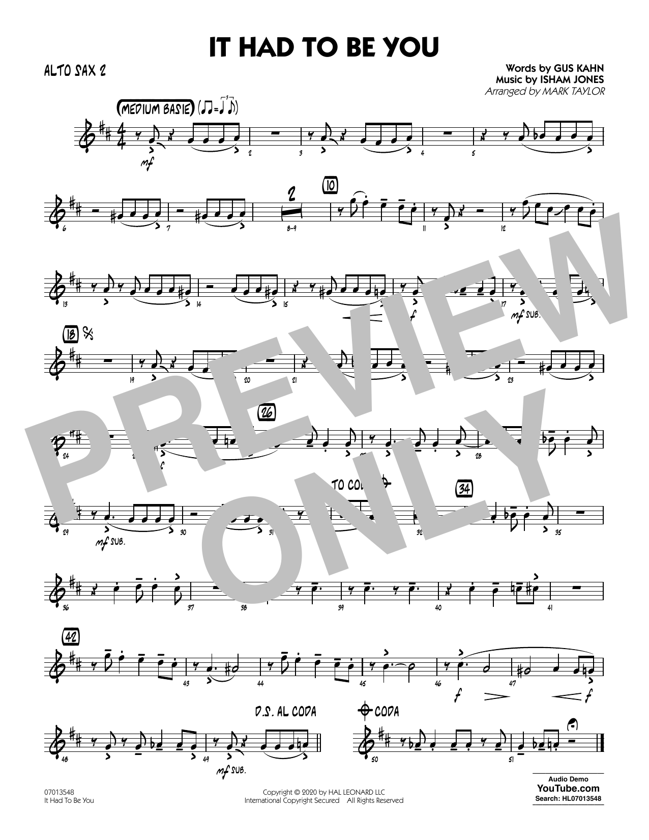 Produktgalerie: Seite 1 von 1 It Had to Be You (arr. Mark Taylor) - Alto Sax 2, 