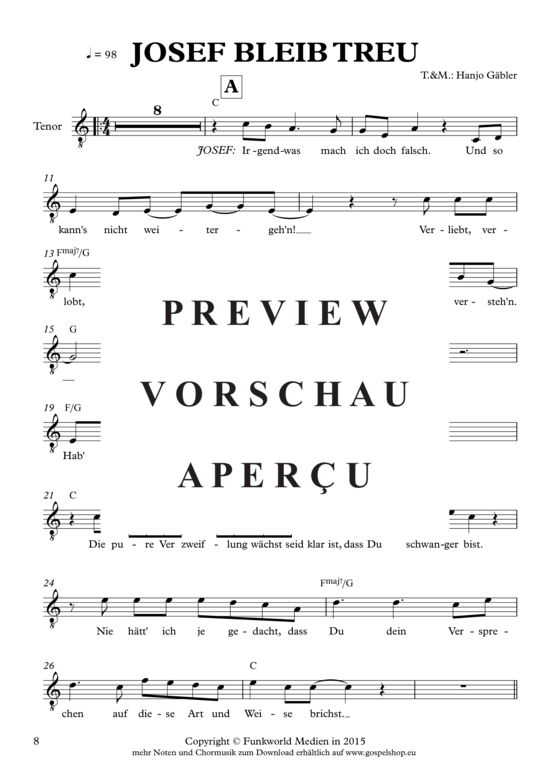 Produktgalerie: Seite 2 von 5 Josef bleib treu , Gäbler, Hanjo, Gemischter Chor