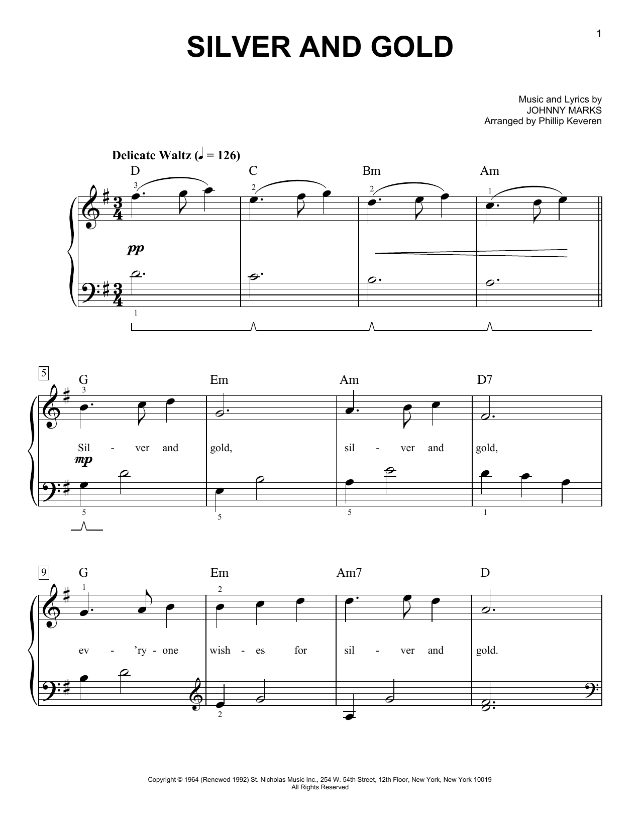 Product gallery: Page 1 of 1 Silver And Gold (arr. Phillip Keveren), Johnny Marks