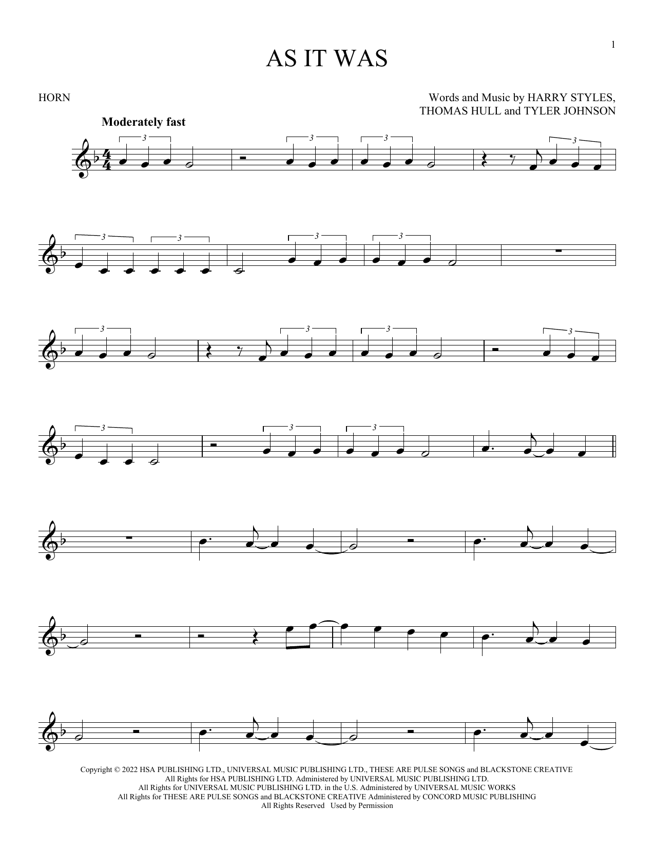 Produktgalerie: Seite 1 von 1 As It Was, Harry Styles, Horn