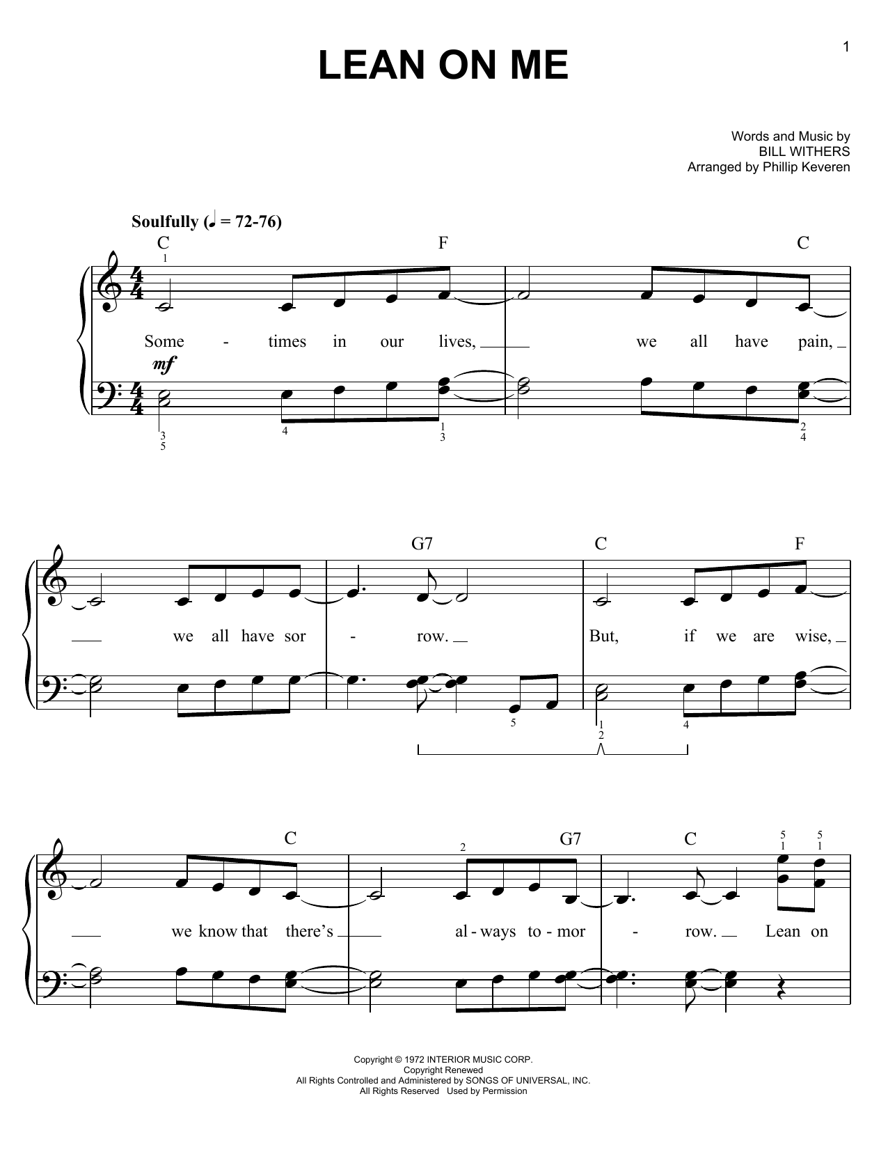 Product picture to: Lean On Me (arr. Phillip Keveren)