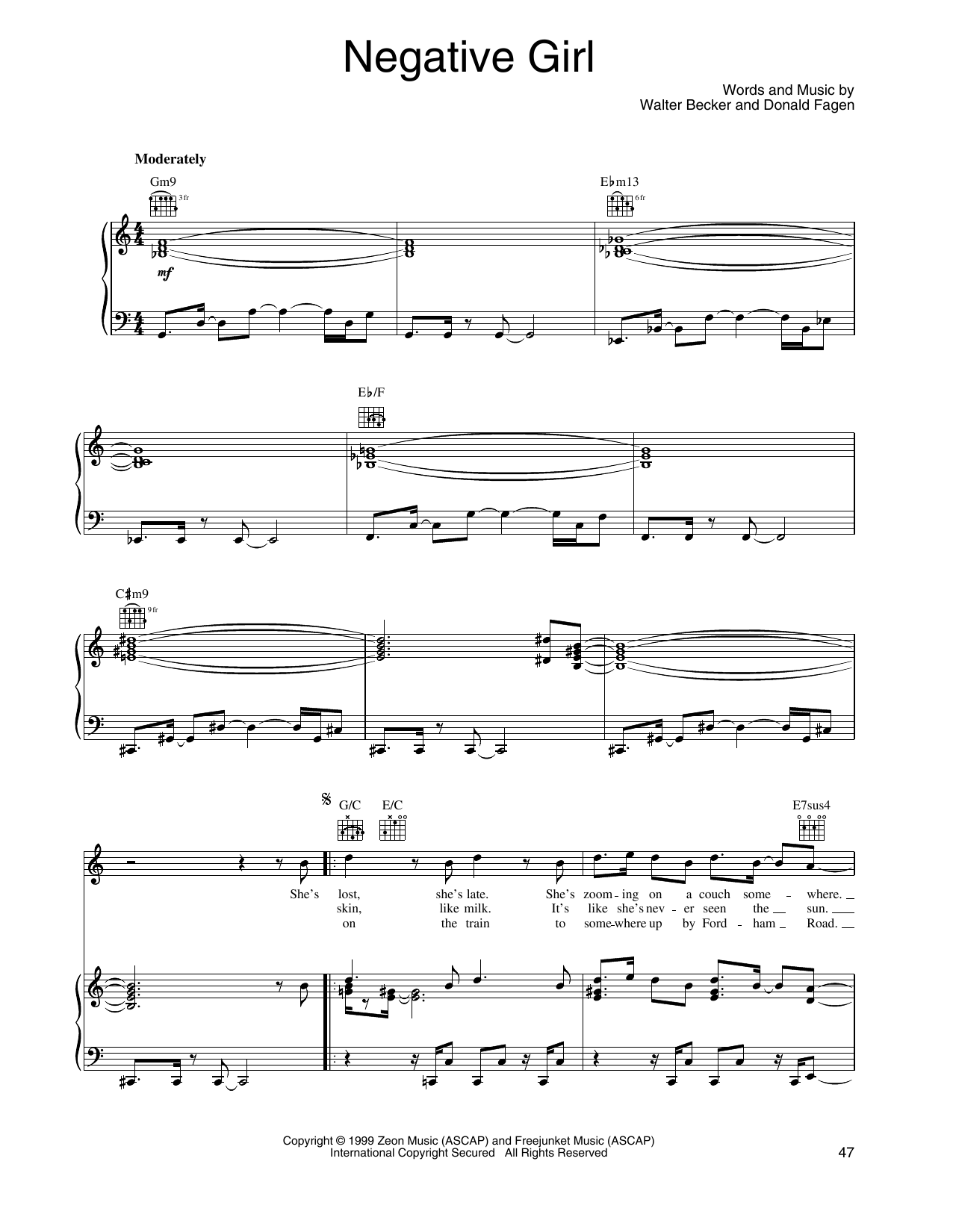 Produktgalerie: Seite 1 von 1 Negative Girl, Steely Dan, Gesang, Gitarre, Klavier