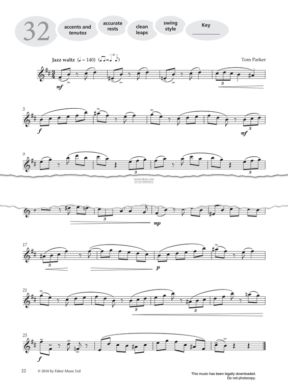 Product gallery: Page 1 of 1 Study No.32 'Jazz Waltz' (from 'More Graded Studies For Saxophone Book One'), Tom Parker