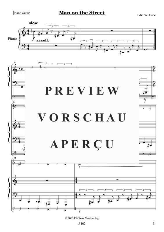 gallery: Man on the Street, , Melodiestimme in C/B/Es, Klavier und Kontrabass