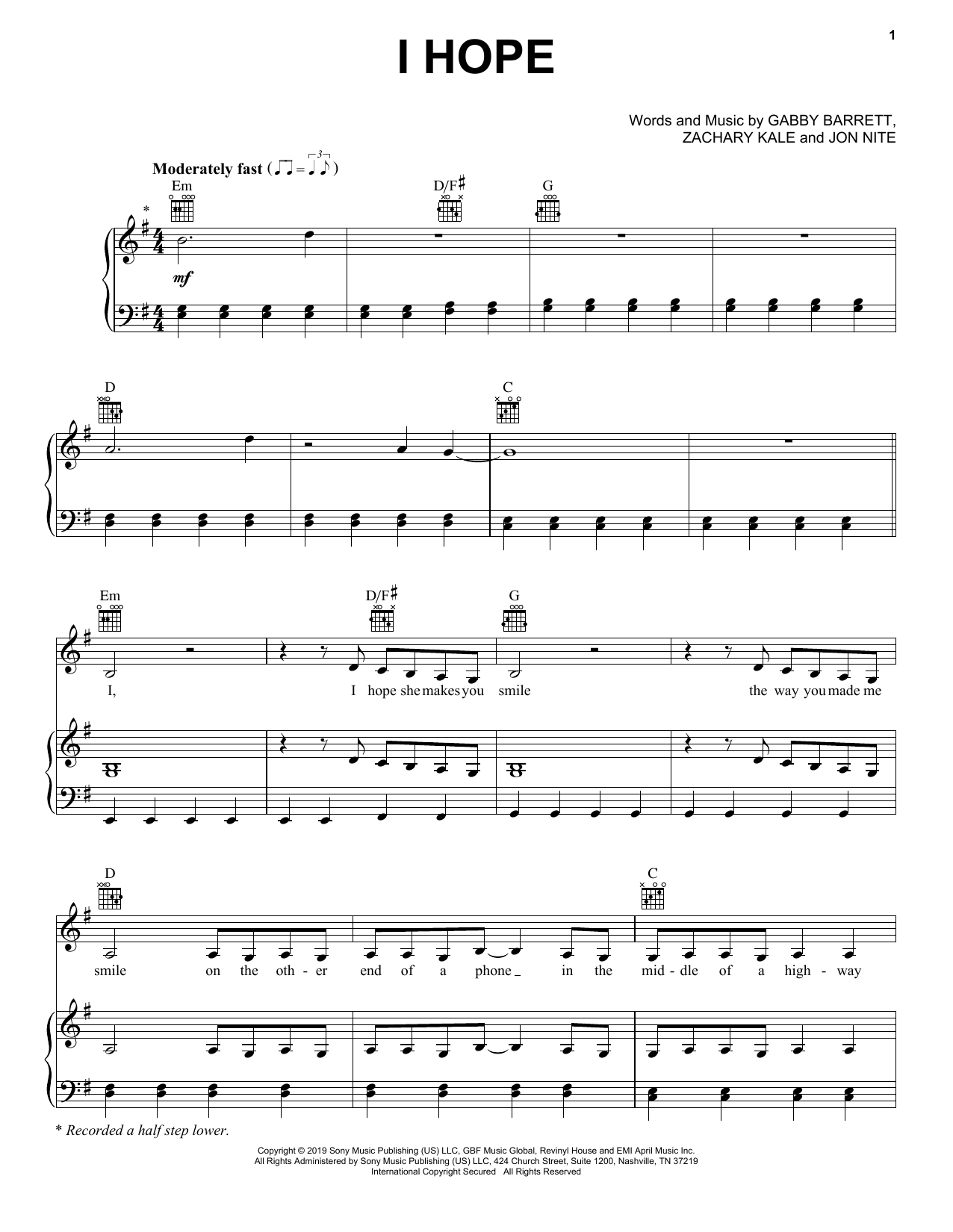 Produktgalerie: Seite 1 von 1 I Hope, Gabby Barrett, Gesang, Gitarre, Klavier