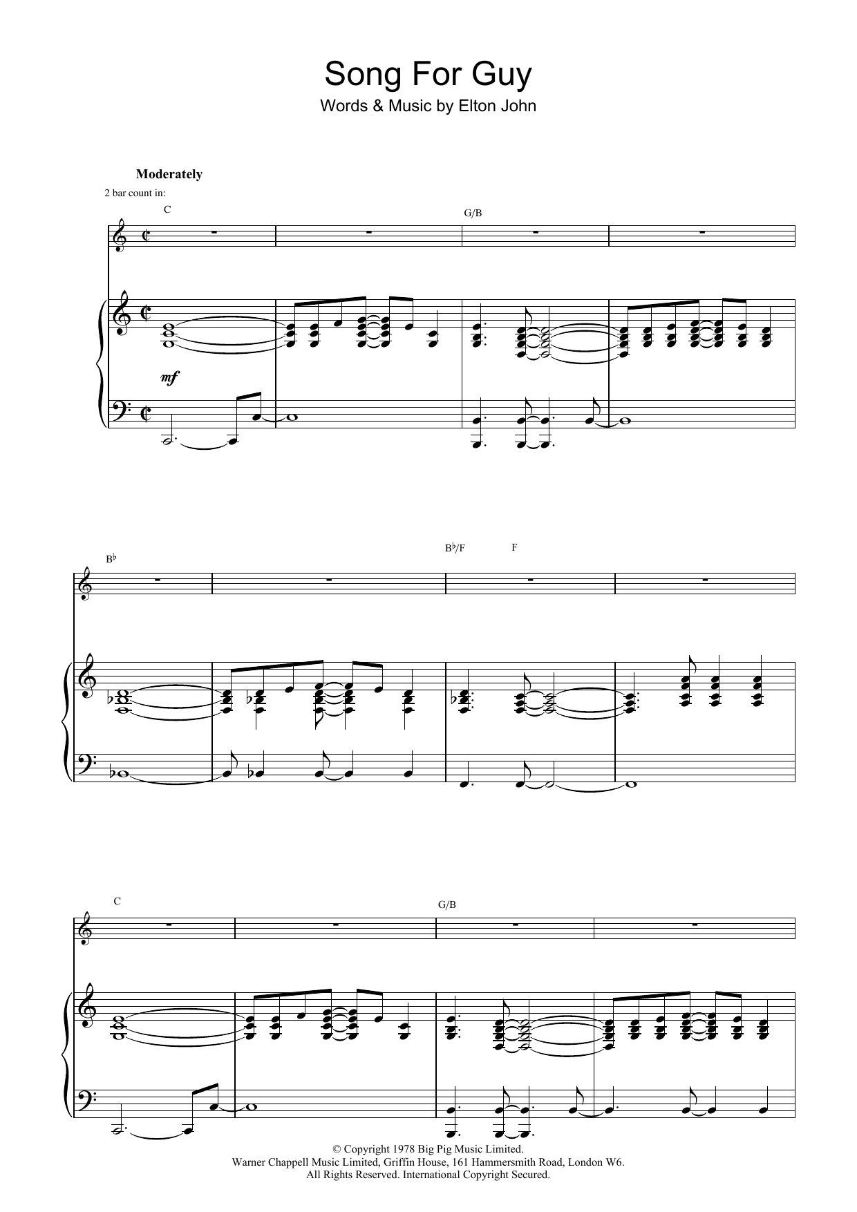 Produktgalerie: Seite 1 von 1 Song For Guy, Elton John, Gesang, Gitarre, Klavier
