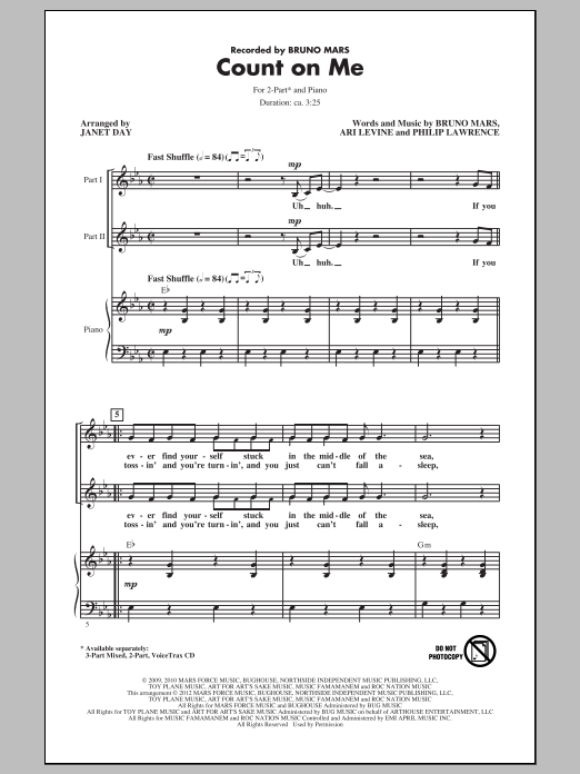 Produktgalerie: Seite 1 von 1 Count On Me (arr. Janet Day), Bruno Mars, Chor