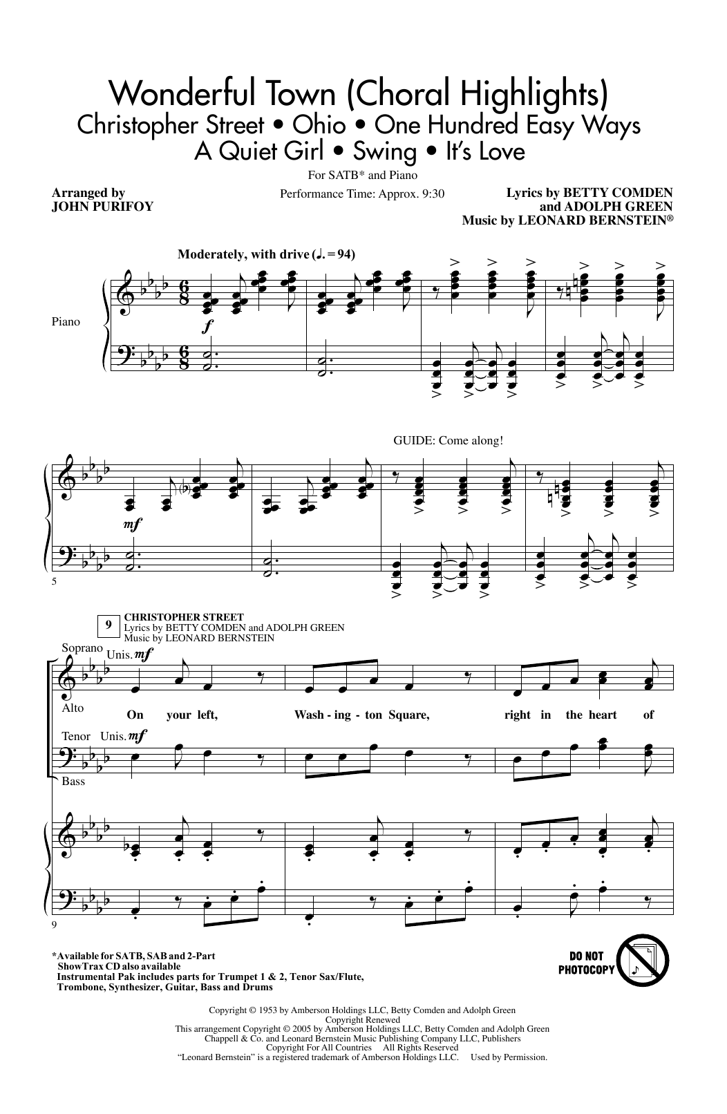Product picture to: Wonderful Town (Choral Highlights) (arr. John Purifoy)