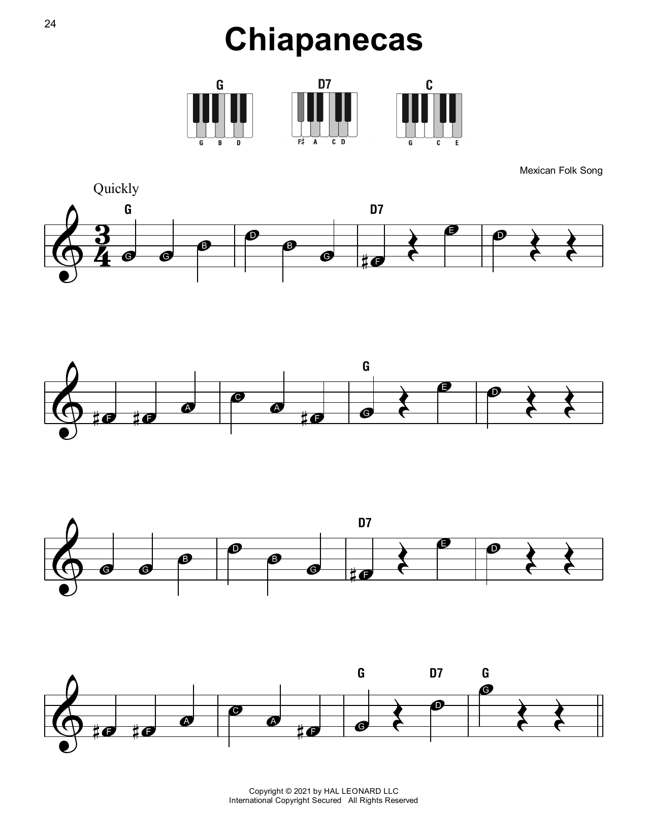 Produktgalerie: Seite 1 von 1 Chiapanecas, Mexican Folk Song, Klavier