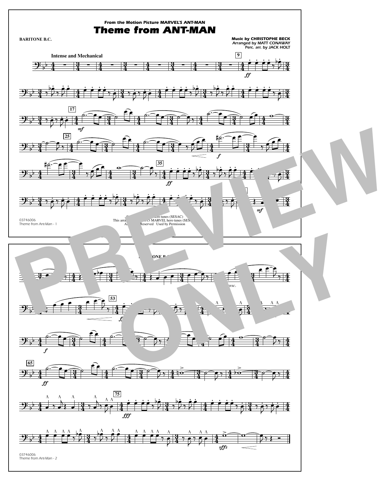 Product picture to: Theme from Ant-Man (Arr. Matt Conaway) - Baritone B.C.