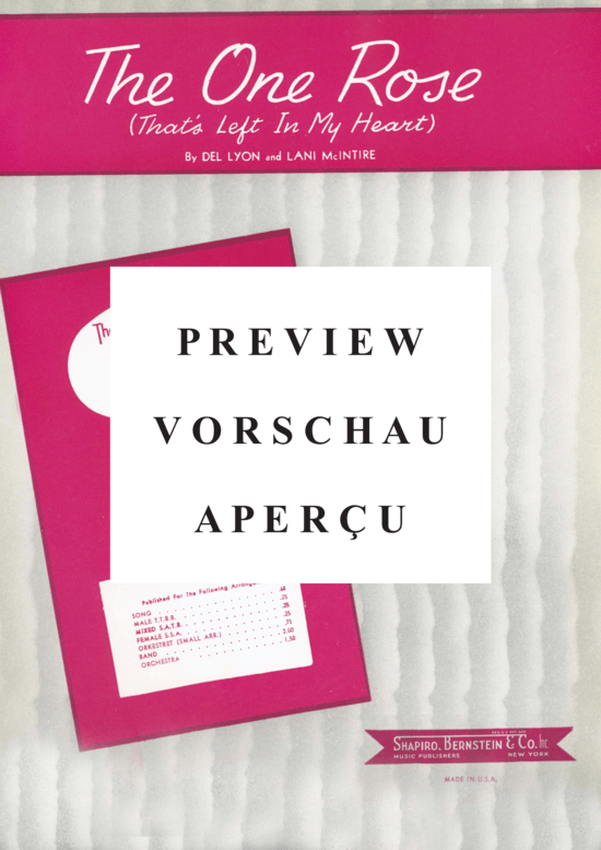 Produktgalerie: Seite 2 von 8 The One Rose (Thats left in my Heart)  (Klavier + Gesang) , Popular Standard, (Klavier und Gesang)