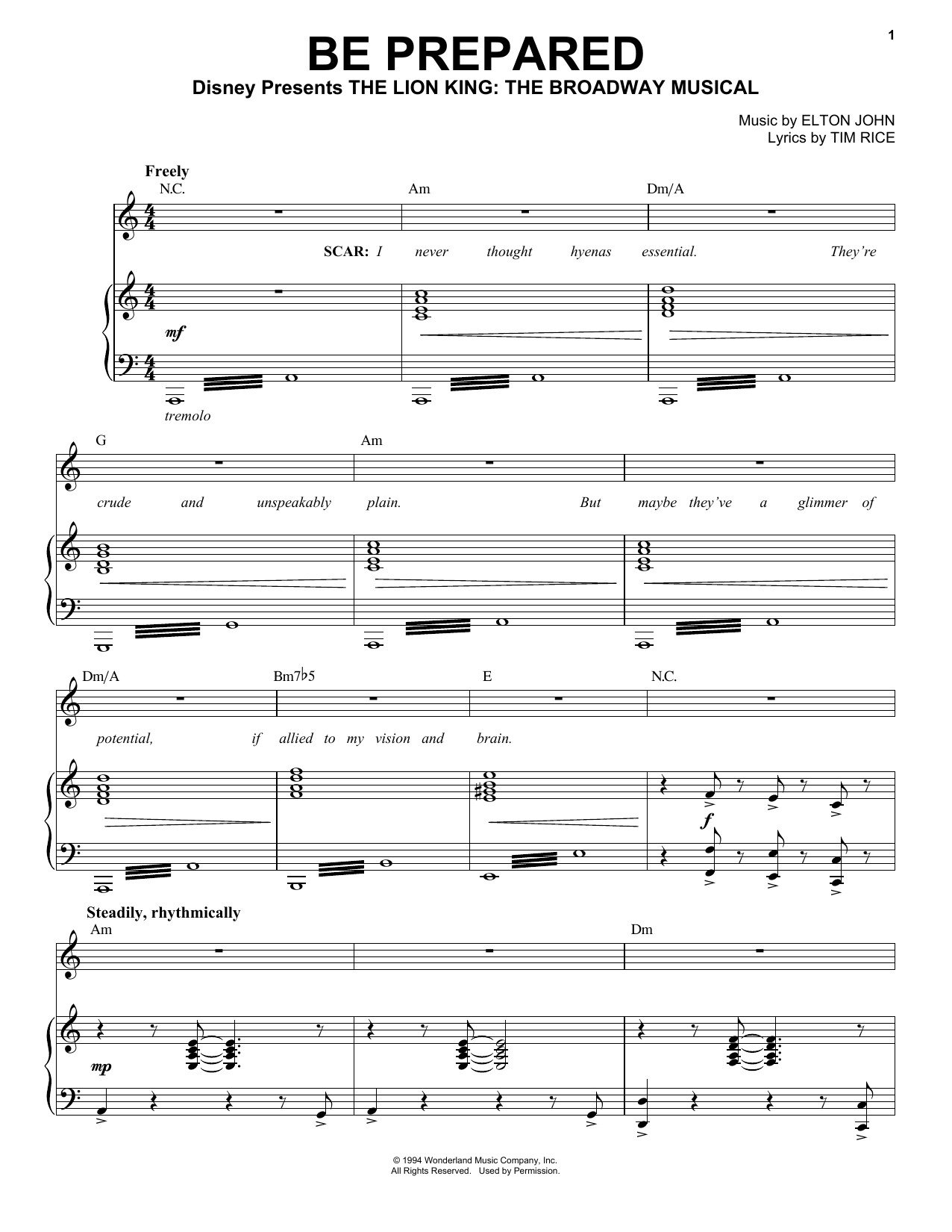 Produktbild zu: Be Prepared (from The Lion King: Broadway Musical)