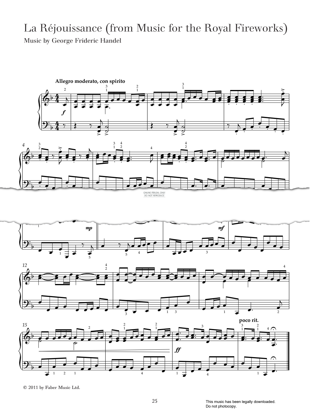 Produktbild zu: La Rejouissance (from 'Music For The Royal Fireworks')