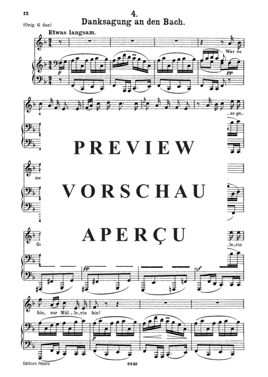 Product gallery: Page 2 of 3 Danksagung an den Bach, D.795-4 (Die Schöne Müllerin), , Medium Voice and Piano