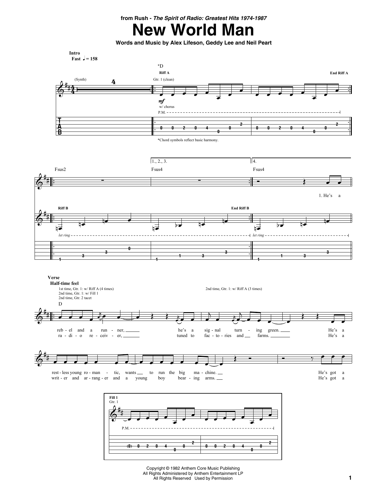 Produktgalerie: Seite 1 von 1 New World Man, Rush, Gitarre
