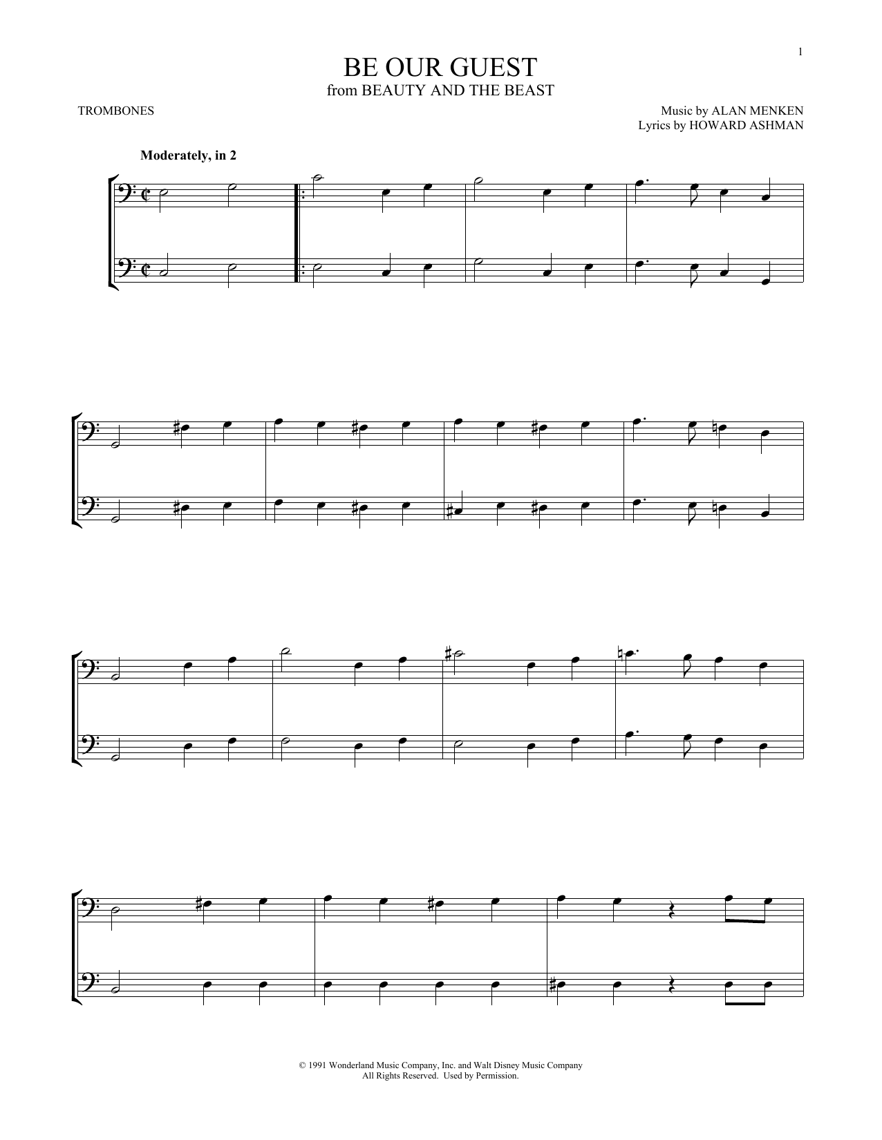 Product gallery: Page 1 of 1 Be Our Guest (from Beauty And The Beast), Alan Menken & Howard Ashman