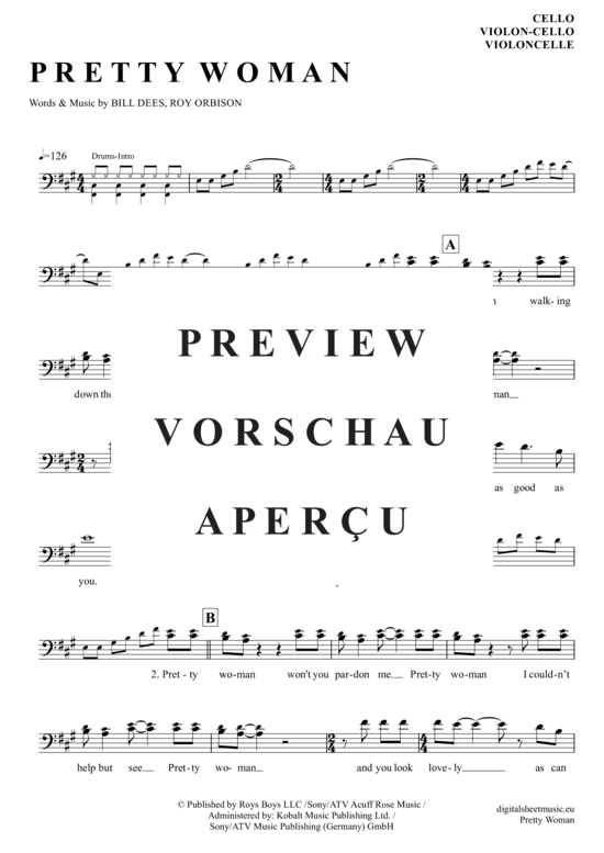 Produktgalerie: Seite 2 von 4 Pretty Woman , Orbison, Roy, (Violon-Cello)
