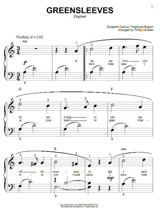 Product picture to: Greensleeves (arr. Phillip Keveren)