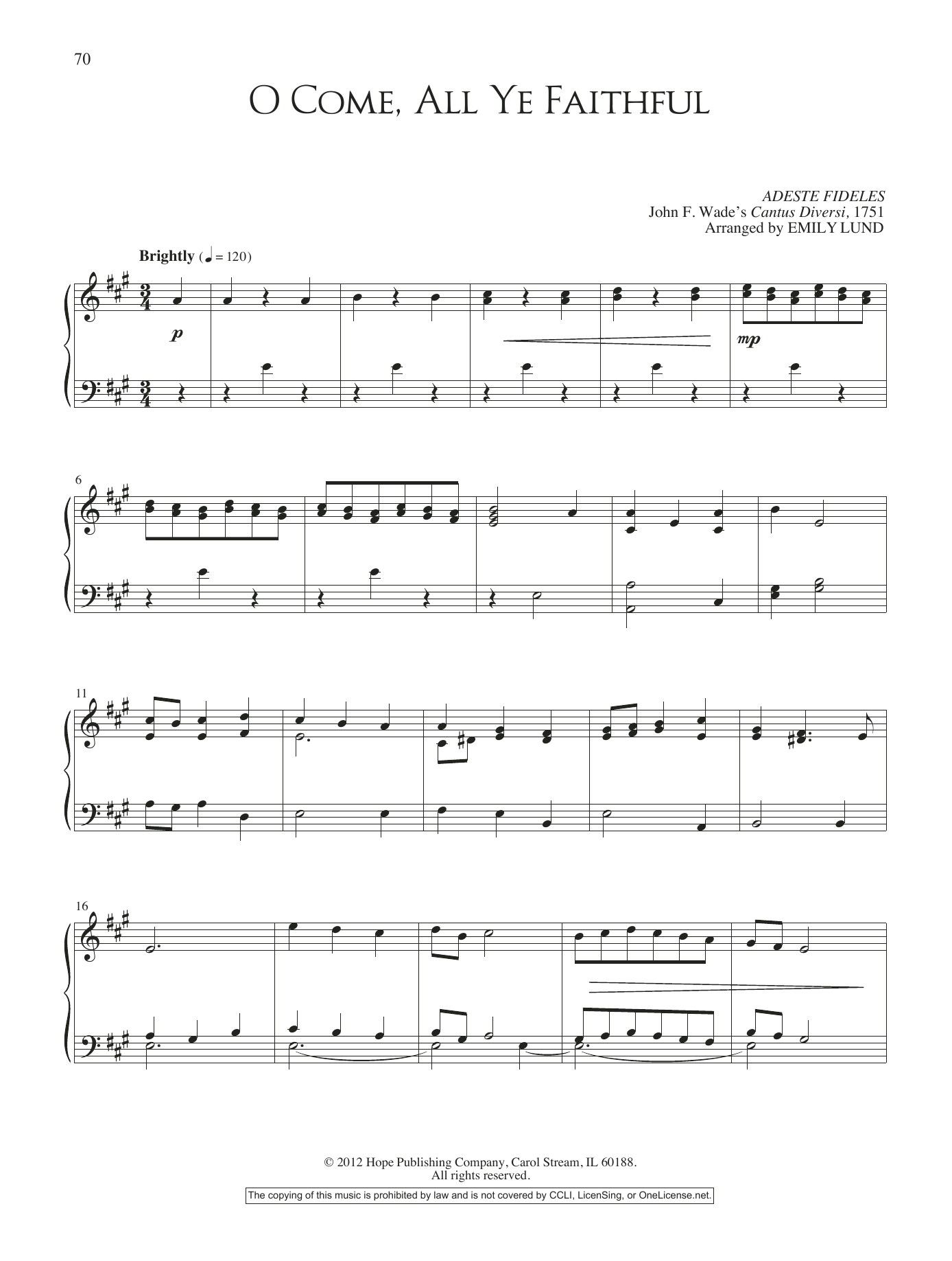 Product gallery: Page 1 of 1 O Come, All Ye Faithful, Emily Lund