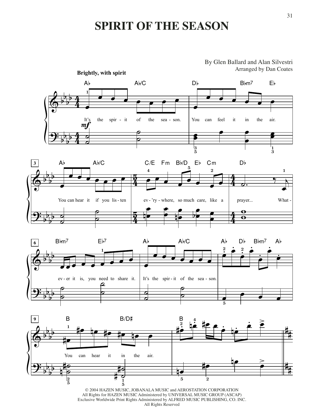 Produktbild zu: Spirit Of The Season (from The Polar Express) (arr. Dan Coates)