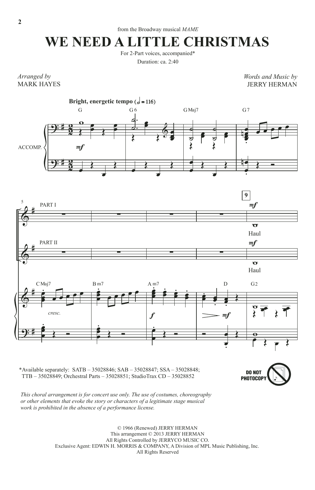 Product picture to: We Need A Little Christmas (from Mame) (arr. Mark Hayes)