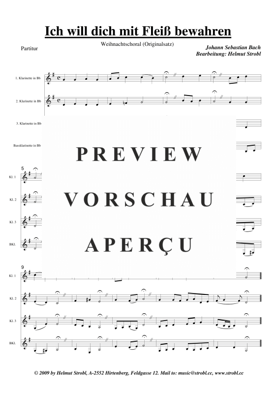 gallery: Ich will dich mit Fleiß bewahren, , Klarinettenquartett