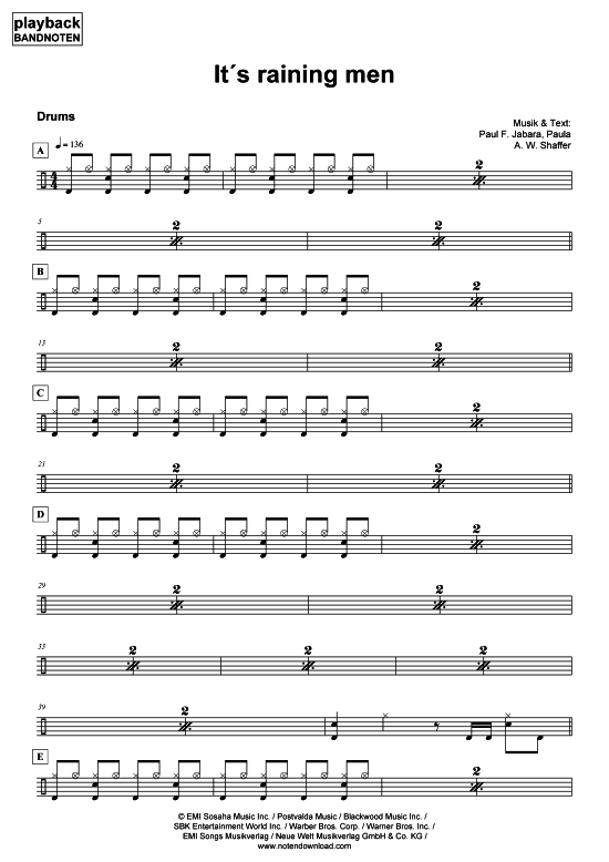 Product picture to: It´s raining men -  DrumsWeather Girls