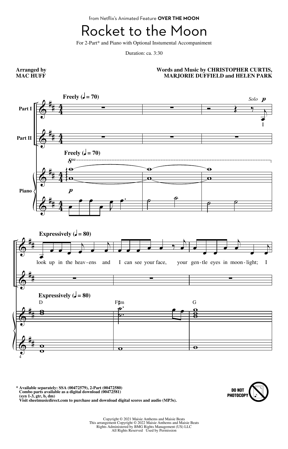 Product picture to: Rocket To The Moon (from Over The Moon) (arr. Mac Huff)