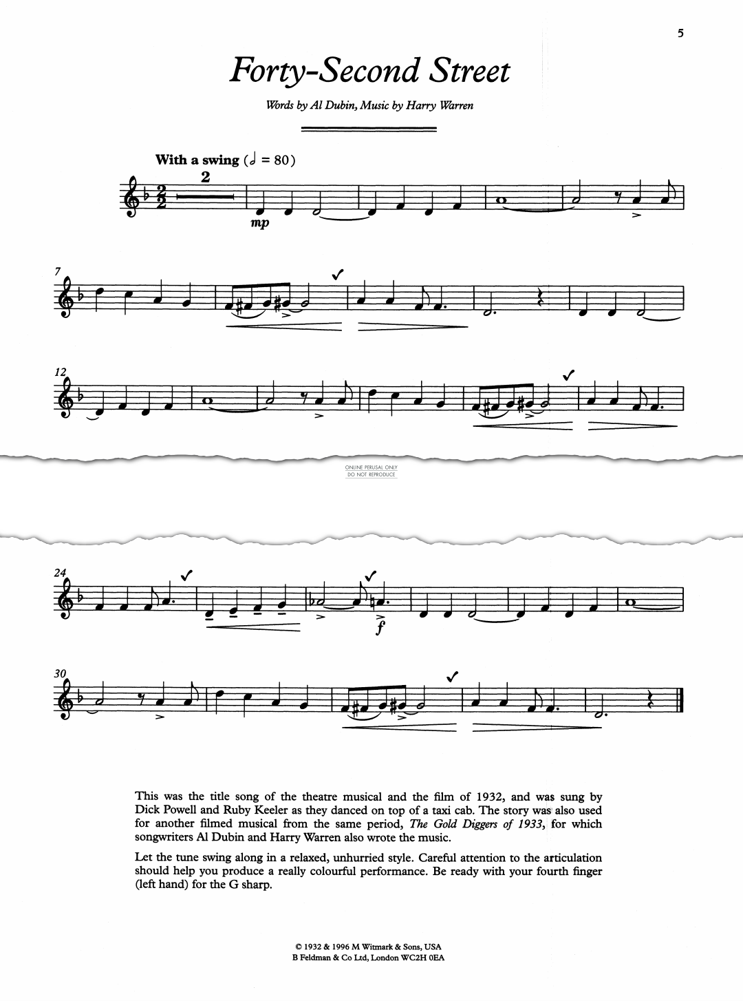 Product gallery: Page 1 of 1 Forty Second Street (alt. 42nd Street), Harry Warren