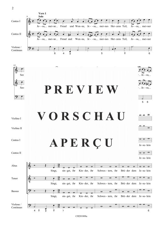 gallery: Jesu, meine Freud und Wonne (aus: Fest-, Buß- und Danklieder), , (5 Vokalstimmen, 5 Instrumentalstimmen und Continuo)
