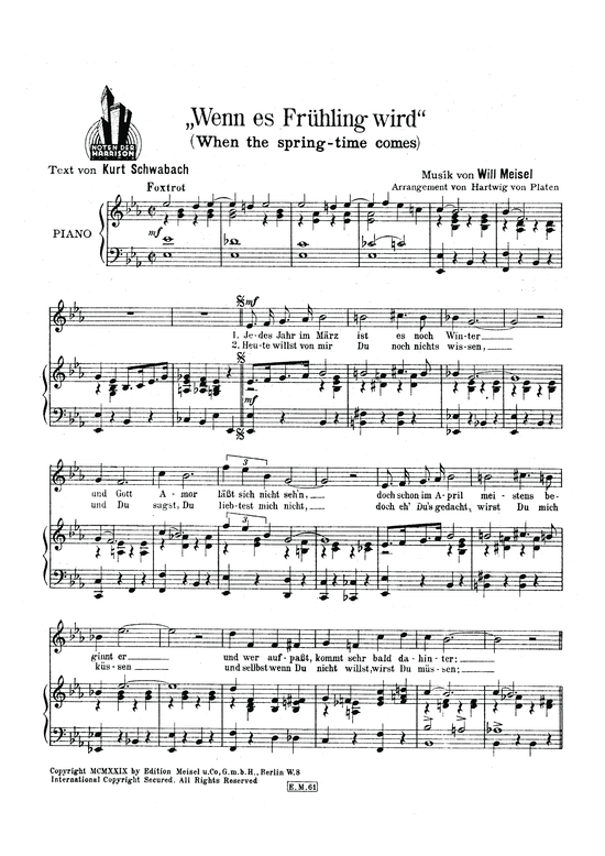 Produktbild zu: Wenn es Frühling wirdFoxtrott