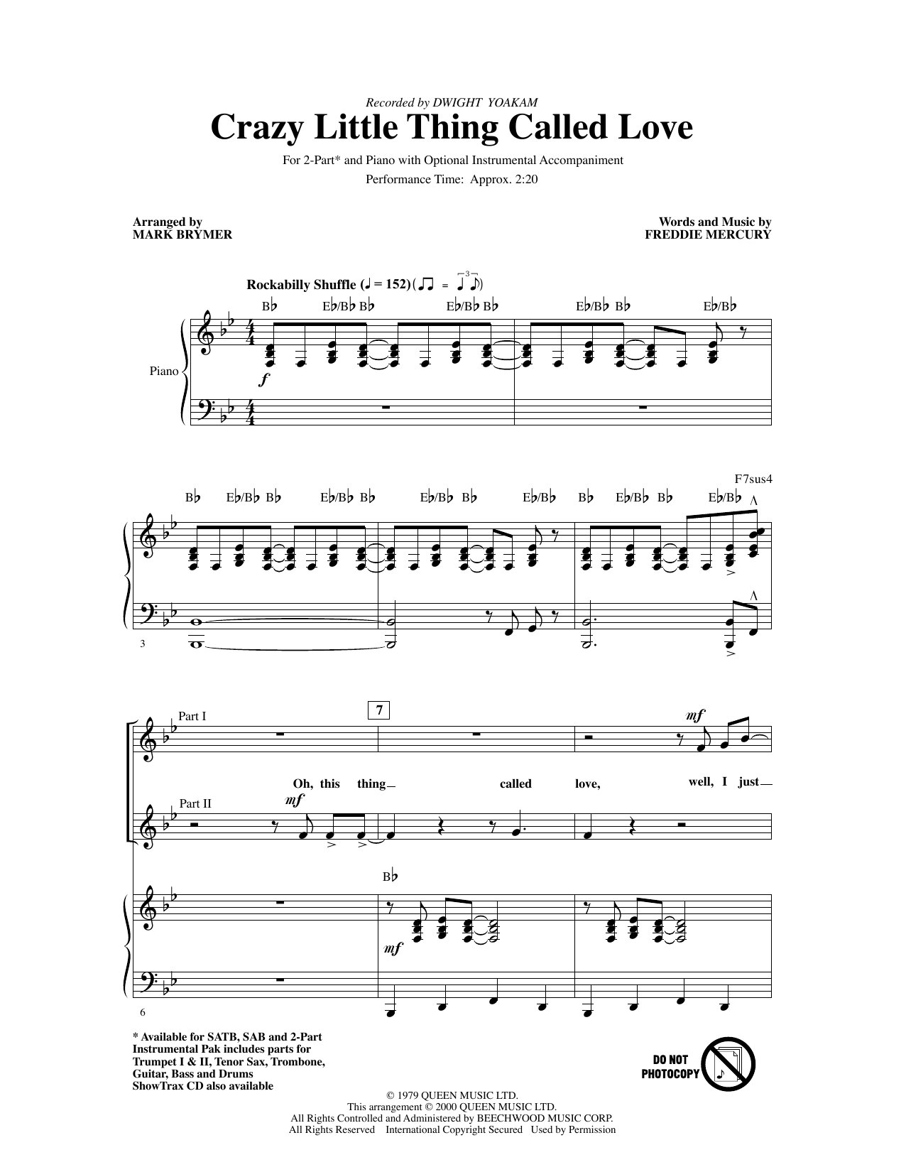 Produktgalerie: Seite 1 von 1 Crazy Little Thing Called Love (arr. Mark Brymer), Dwight Yoakam, Chor