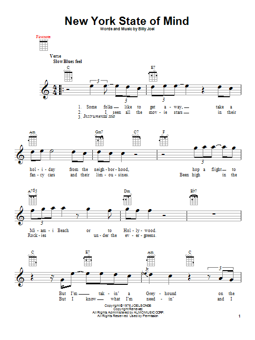 Product gallery: Page 1 of 1 New York State Of Mind, Billy Joel