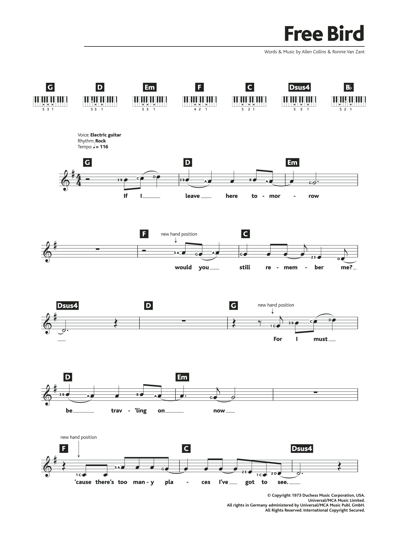 Produktgalerie: Seite 1 von 1 Free Bird, Lynyrd Skynyrd, Klavier