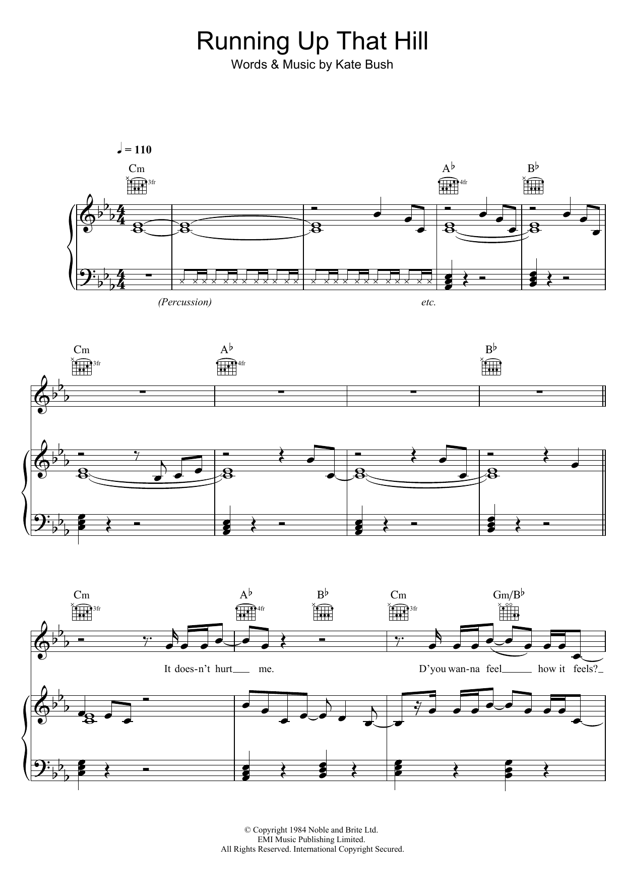 Produktgalerie: Seite 1 von 1 Running Up That Hill, Kate Bush, Gesang, Gitarre, Klavier
