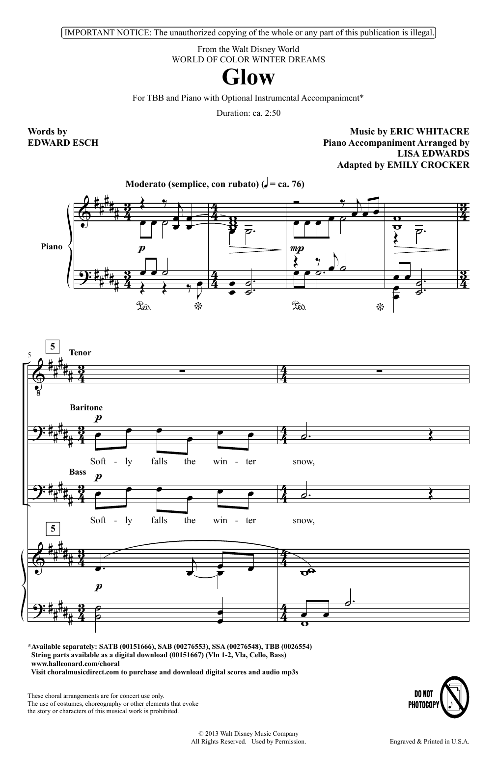 Produktbild zu: Glow (arr. Emily Crocker)