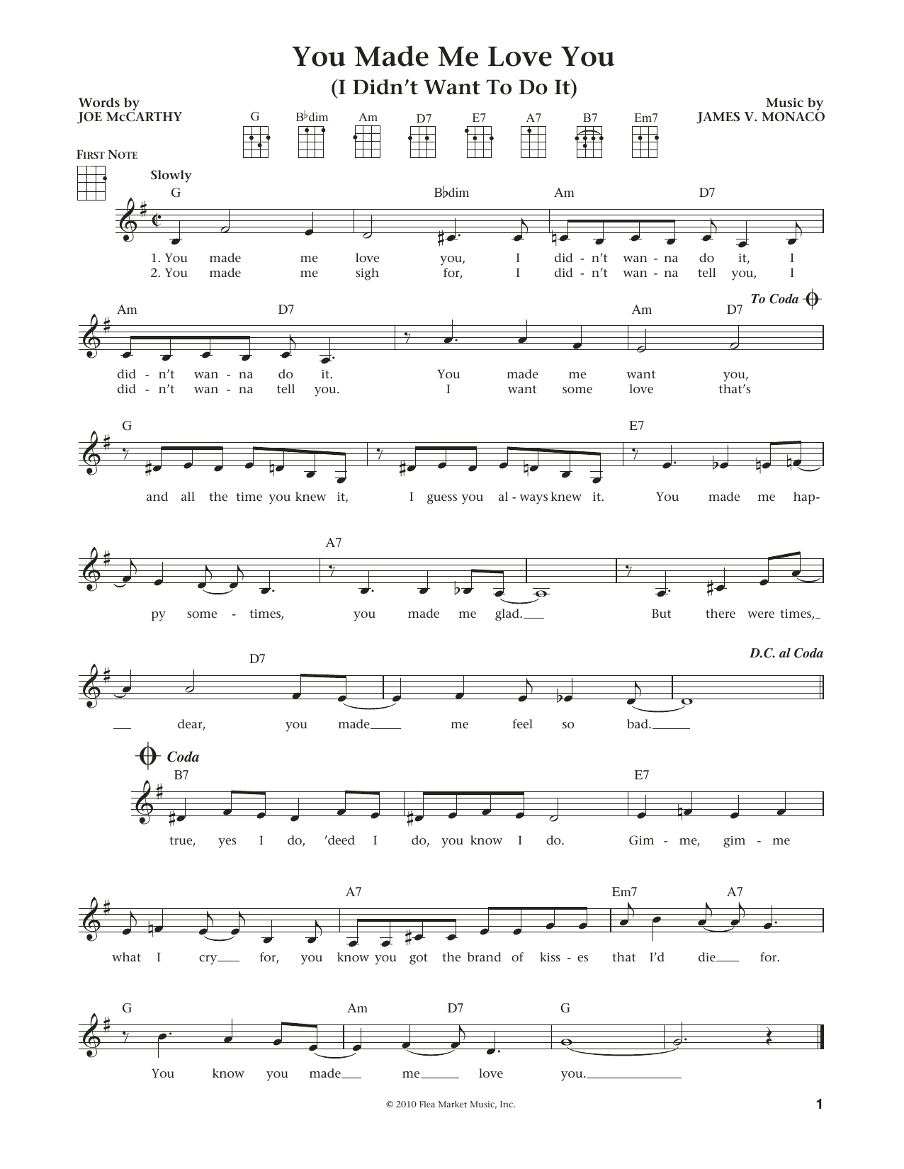Product gallery: Page 1 of 1 You Made Me Love You (I Didn't Want To Do It) (from The Daily Ukulele) (arr. Liz and Jim Beloff), Joe McCarthy