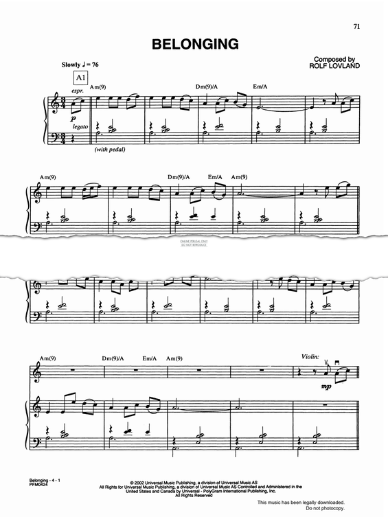 Produktgalerie: Seite 1 von 1 Belonging, Rolf Lovland, Klavier, Violine