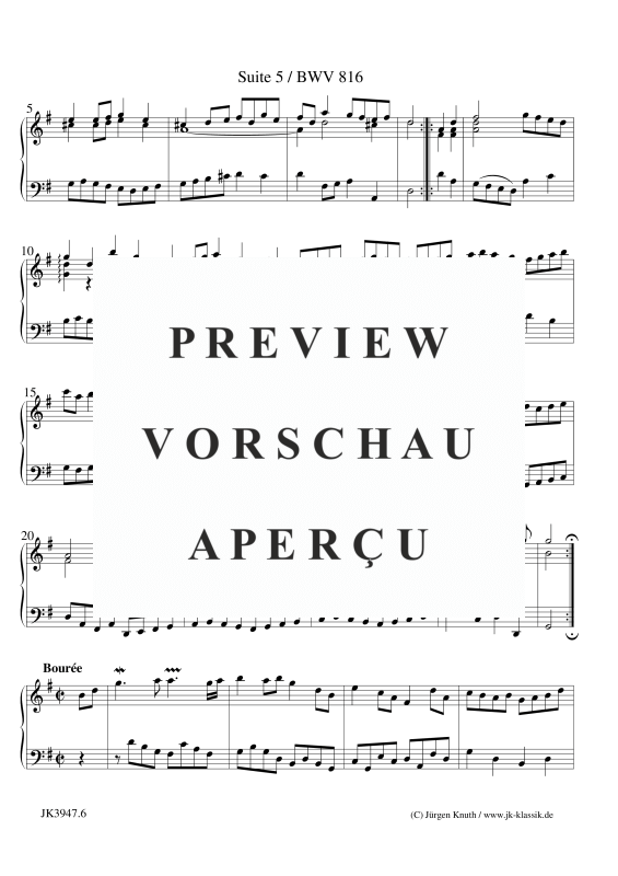 gallery: Suite 5 Französisch BWV 816 Fassung A, , (Klavier Solo)