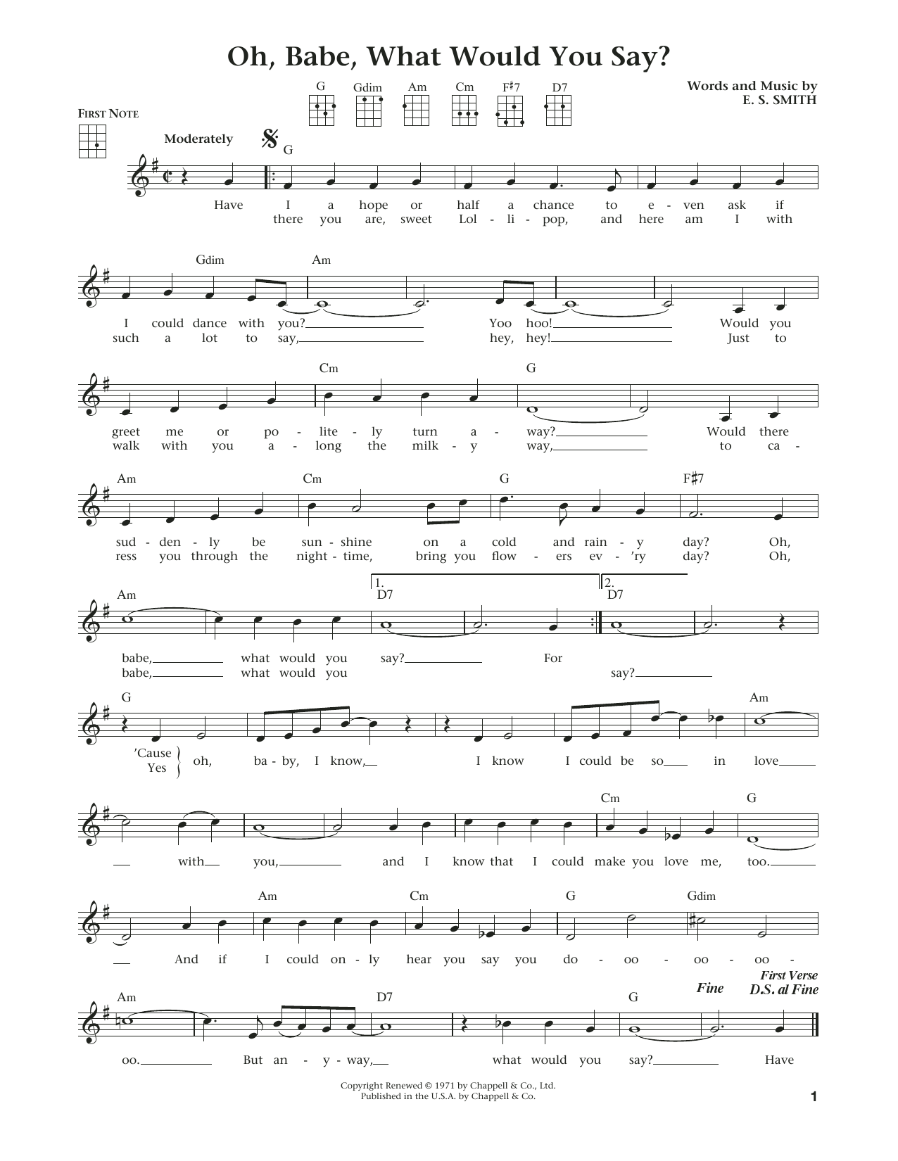 Product gallery: Page 1 of 1 Oh, Babe, What Would You Say? (from The Daily Ukulele) (arr. Liz and Jim Beloff), Hurricane Smith