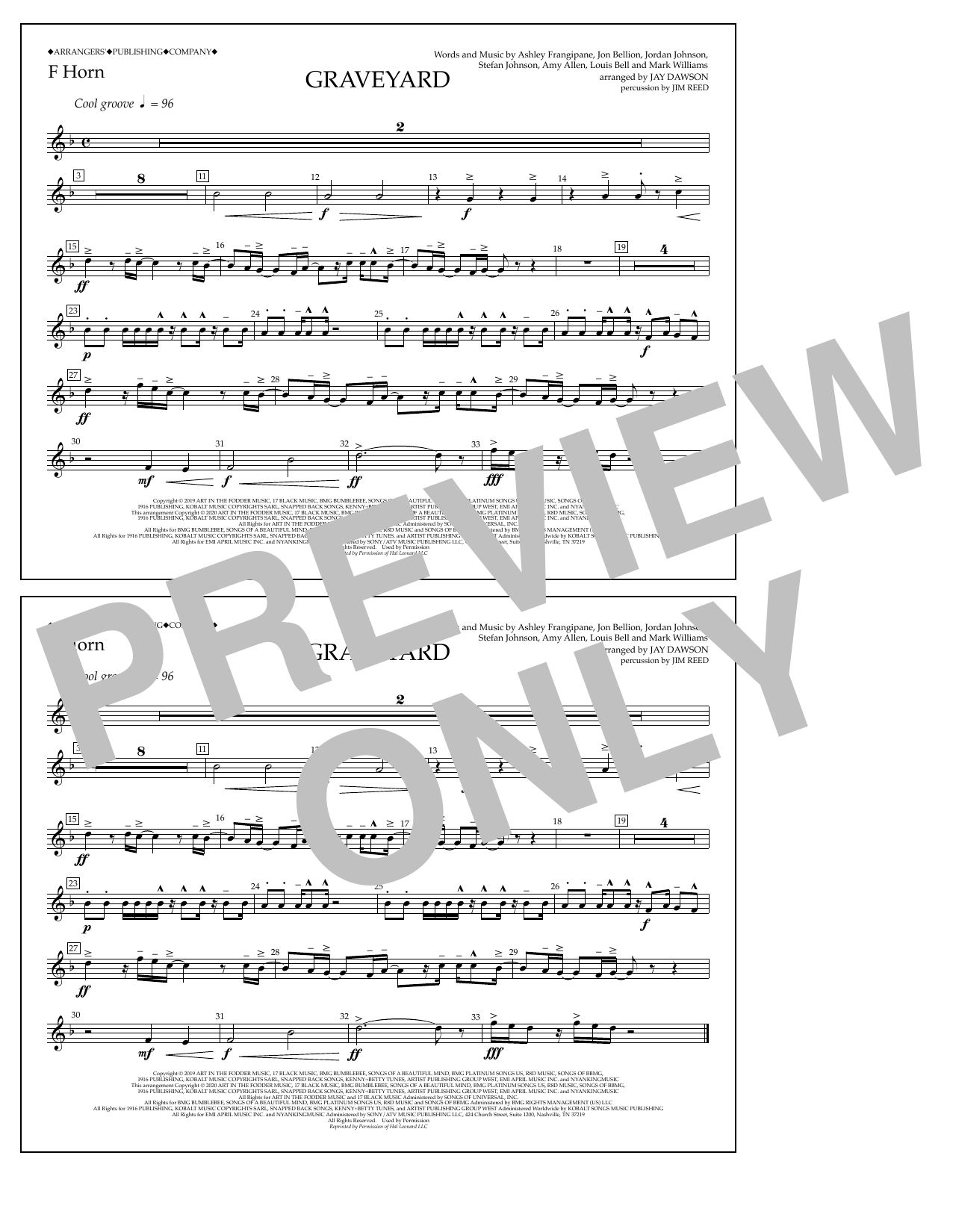 Produktbild zu: Graveyard (arr. Jay Dawson) - F Horn