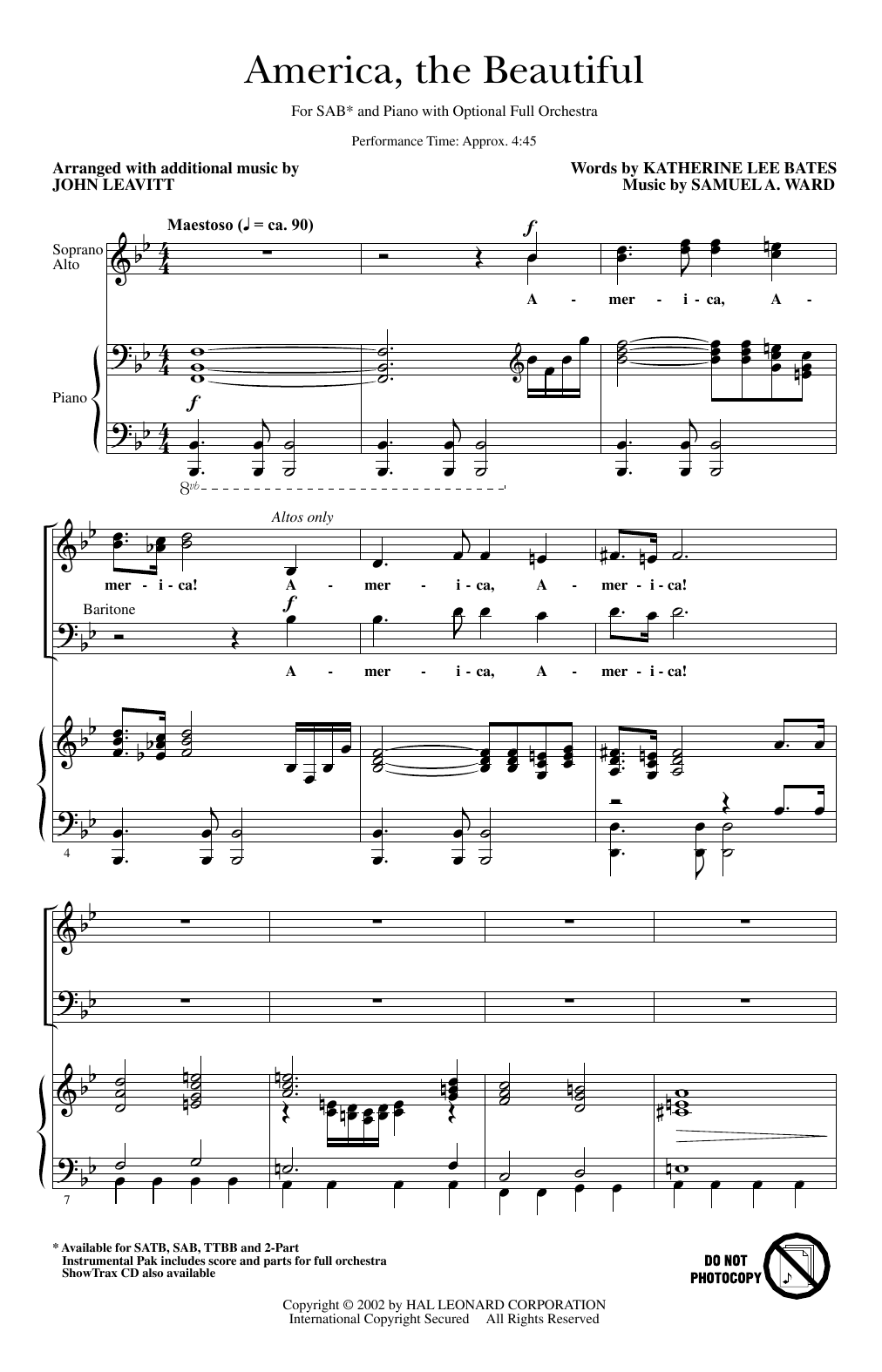 Produktbild zu: America, The Beautiful (arr. John Leavitt)